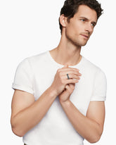 Faceted Band Ring in Sterling Silver with Black Diamonds, 6.2mm